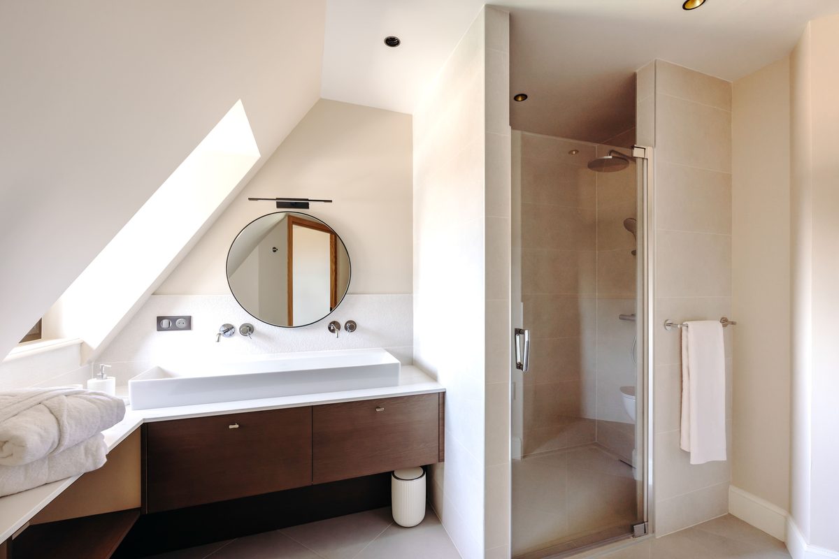 Suite 2's shower room, under the skylight